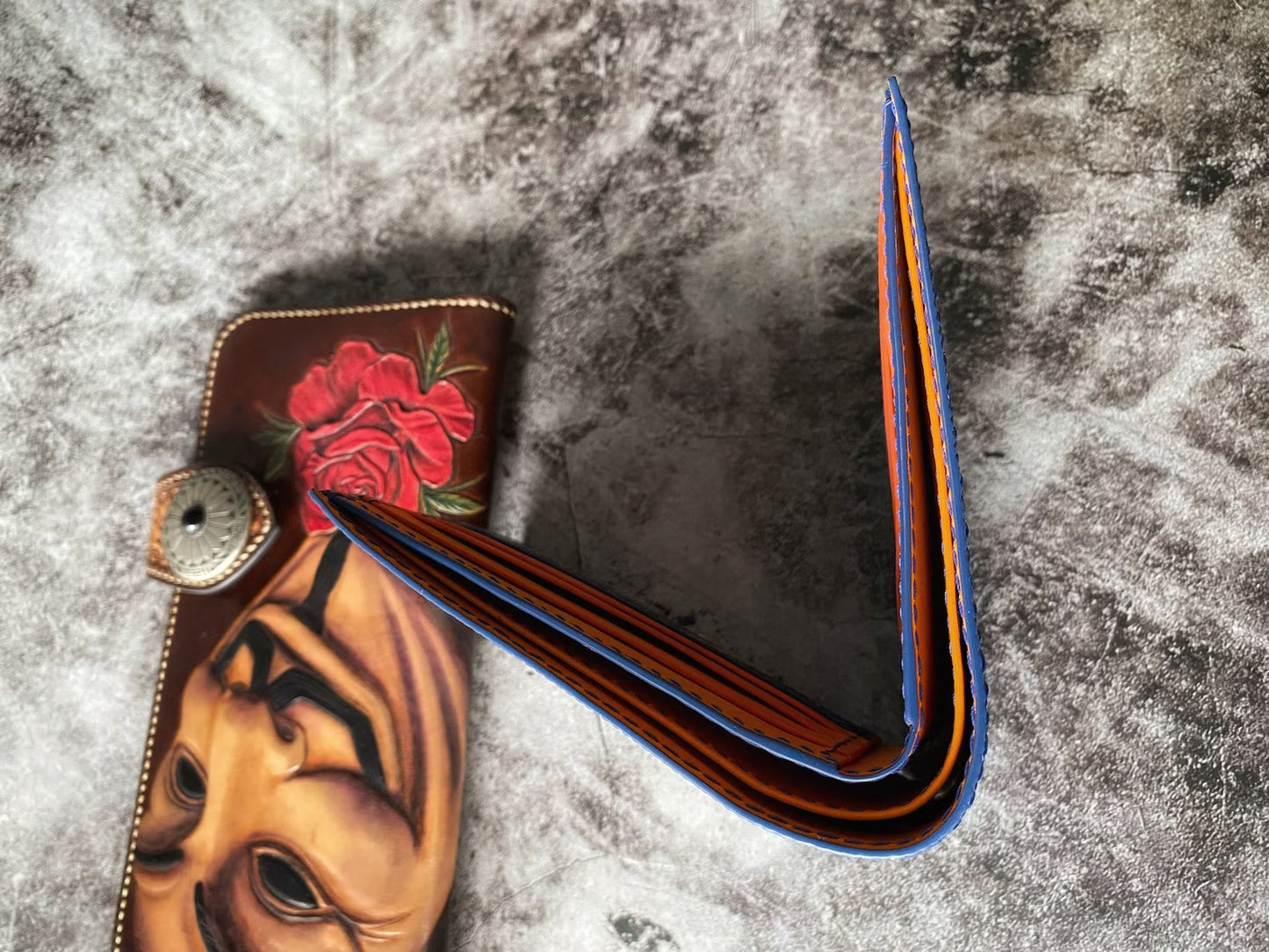 Custom Navy Blue Lizard Leather Wallet