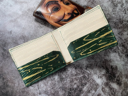 Custom Green Lizard Leather Wallet