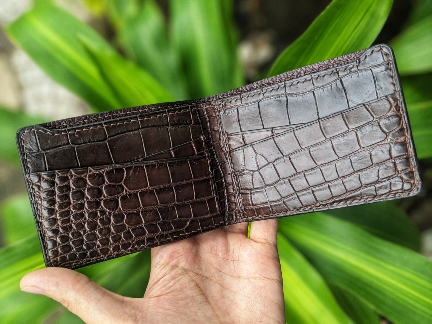 Minimalist Brown Alligator Leather Wallet