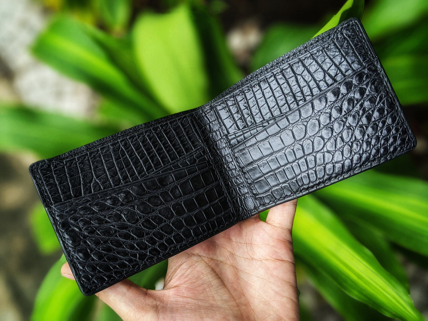 Minimalist Black Alligator Leather Wallet
