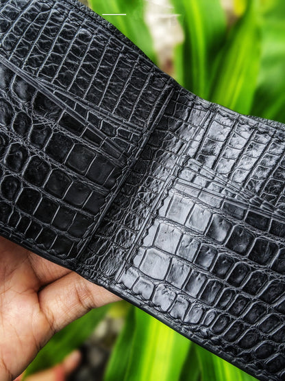 Minimalist Black Alligator Leather Wallet