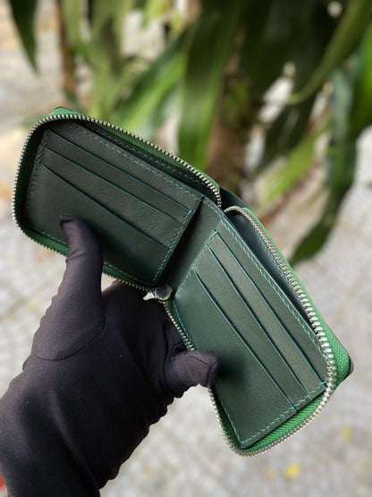 Green Alligator Zipper Wallet