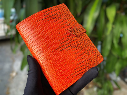 Custom Orange Lizard Leather Passport Wallet