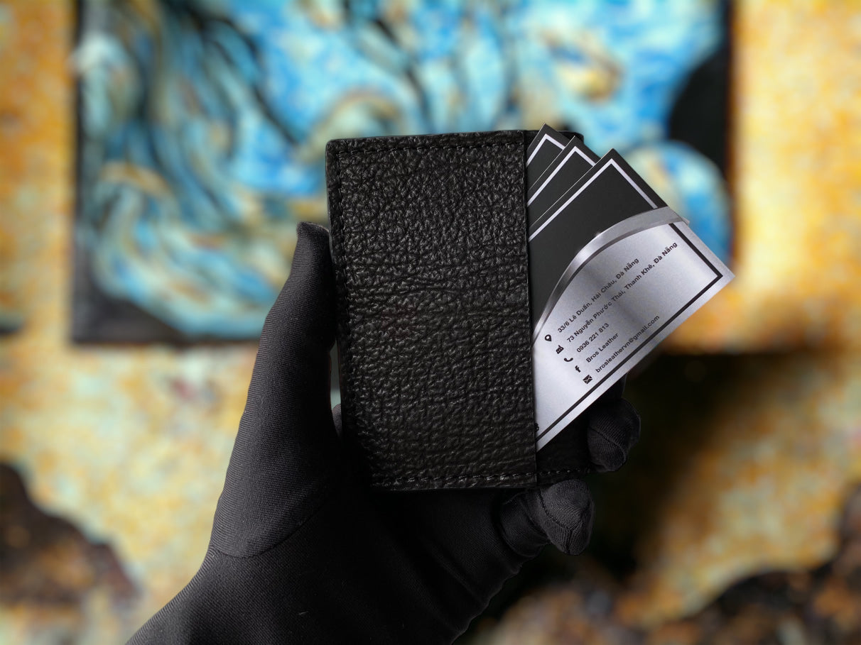 Custom Minimalist Black Shark Card Holder - Bifold Card Case