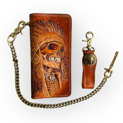 Custom Hand-Carved Skull Long Wallet